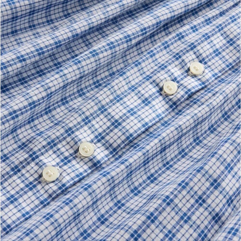 NWT Gap x DÔEN Gingham Puff Sleeve Cotton Blouse Blue Check Button Front Large - Picture 6 of 9